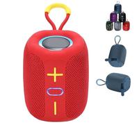 Genérico 2025 Wireless Speaker, Light Up Speaker, Wireless Fabric with a Built-in Braided Nylon Carrying Strap, Waterproof & Dustproof Portable Speakers, for Home, Outdoor, Party (Red)