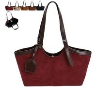 Genérico 2025 Women Retro Trendy Chic Suede Tote Bag, Elegant Top Handle Bags, Spacious Capacity Fall Winter Everyday Handbag (Red)