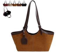 Genérico 2025 Women Retro Trendy Chic Suede Tote Bag, Elegant Top Handle Bags, Spacious Capacity Fall Winter Everyday Handbag (Brown)