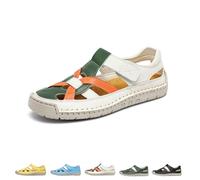 Genérico 2025 Women's Closed Toe Hollow Fisherman Sandals Summer Comfortable Roman Woven Soft Sole Lightweight Non-slip Beach Beach Shoes (Color Mixing,40)
