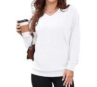 Genérico 2025 Women's Hatless V-Neck Hoodie with Pockets Women Long Sleeve Tops V-Neck Sweatshirt with Kangaroo Pocket (4,XXL)