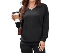 Genérico 2025 Women's Hatless V-Neck Hoodie with Pockets Women Long Sleeve Tops V-Neck Sweatshirt with Kangaroo Pocket (3,XXL)