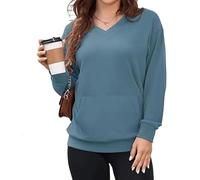 Genérico 2025 Women's Hatless V-Neck Hoodie with Pockets Women Long Sleeve Tops V-Neck Sweatshirt with Kangaroo Pocket (11,XXL)