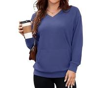 Genérico 2025 Women's Hatless V-Neck Hoodie with Pockets Women Long Sleeve Tops V-Neck Sweatshirt with Kangaroo Pocket (5,XXL)