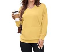 Genérico 2025 Women's Hatless V-Neck Hoodie with Pockets Women Long Sleeve Tops V-Neck Sweatshirt with Kangaroo Pocket (7,XXL)