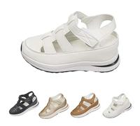 Genérico 2025 Women's Hollow Out Breathable Platform Wedge Sandals, Womens Orthopedic Roman Sandals, Casual Closed Toe Sandal (White,41)