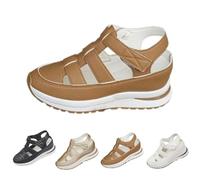 Genérico 2025 Women's Hollow Out Breathable Platform Wedge Sandals, Womens Orthopedic Roman Sandals, Casual Closed Toe Sandal (Brown,41)