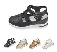 Genérico 2025 Women's Hollow Out Breathable Platform Wedge Sandals, Womens Orthopedic Roman Sandals, Casual Closed Toe Sandal (Black,42)