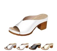 Genérico 2025 Women's Platform Chunky Heels Low Block Heeled Sandal s Classic Casual Slip on Dressy Shoes (1PCS/B,40)