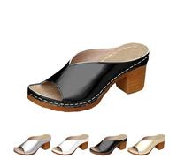 Genérico 2025 Women's Platform Chunky Heels Low Block Heeled Sandal s Classic Casual Slip on Dressy Shoes (1PCS/C,41)