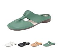 Genérico 2025 Women's Soft Sole Knot Mules,Cut Out Design Flat Mules for Women,Lightweight Round Toe Backless Non-Slip Sandals (Green,41)