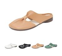 Genérico 2025 Women's Soft Sole Knot Mules,Cut Out Design Flat Mules for Women,Lightweight Round Toe Backless Non-Slip Sandals (Khaki,40)