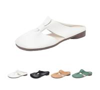 Genérico 2025 Women's Soft Sole Knot Mules,Cut Out Design Flat Mules for Women,Lightweight Round Toe Backless Non-Slip Sandals (White,40)