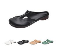Genérico 2025 Women's Soft Sole Knot Mules,Cut Out Design Flat Mules for Women,Lightweight Round Toe Backless Non-Slip Sandals (Black,35)