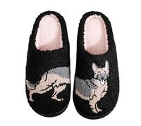 Genérico 2025 Zapatillas De Algodón Bordadas Con Animales Zapatillas De Casa Unisex Para Parejas Calzado Slippers De Terciopelo Cálidas Con Suela Blanda (German Shepherd,numeric_38)
