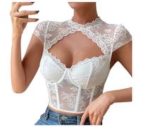 Genérico 2026 1 Pieza de lencería con para Mujer, Chaleco de Encaje, Blusa Dirndl Elegante para Mujer, Blusa Dirndl Negra, Blusa de Encaje para Oktoberfest