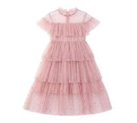 Genérico 2026 2026 Vestido Princesa con Lentejuelas Estrellas Luna Volantes Baile Niñas Pequeñas Elegante (4-5 Years)