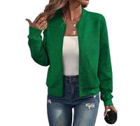 Genérico 2026 Bomber Jacket Women Textured Lightweight Zip Up Jackets Casual Stand Collar Zipper Coat Fall Fashion Outerwear Top (green2,L)