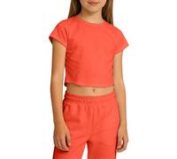 Genérico 2026 Camisetas de Manga Corta Transpirables para Niñas Diseño Liso Moderno Casual para Uso Diario Escuela y Actividades al Libre en Primavera y Verano (Orange, 4-5 Years)