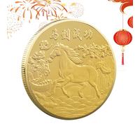 Genérico 2026 Chinese New Year Horse Coin - Gold Traditional Success Homes Decors, Commemorative Golds, Collectible Ornament | Chinesee Mascot Horses Pendant For Home School Offices Cafes