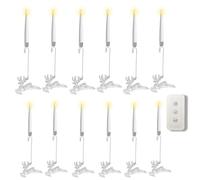 Genérico 2026 Clip On Candles for Christmas Trees, Flameless Battery-Operated with Remote - 6 Shapes for Christmas Tree & Party Decor, Safe for Kids/Pets (Elk,12Pcs)