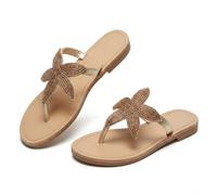 Genérico 2026 Comfortable Womens Dressy Platform Summer Flat Sandals Open Toe Slide Cute Shape Flip-Flops Summer Clip Toe Flip Flops Cute Starfish Flat Thong Sandals (Champagne Gold,43)