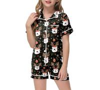 Genérico 2026 Conjunto Casual Infantil Navideño con Camiseta Estampada y Pantalón Corto para Niñas y Niños Pequeños (Black, 8-9 Years)