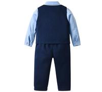Genérico 2026 Conjunto de Cuatro Piezas de Chaqueta, Camisa, pantalón Largo y Pajarita para Caballero. (Blue, 12-18 Months)