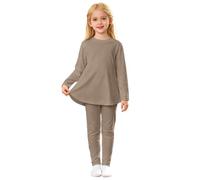 Genérico 2026 Conjunto de Dos Piezas para niñas pequeñas: Blusa de Manga Larga con Vestido y pantalón a Juego. Colores Suaves. Ideal para Uso Diario Informal. (Brown, 6-7 Years)