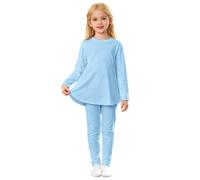Genérico 2026 Conjunto de Dos Piezas para niñas pequeñas: Blusa de Manga Larga con Vestido y pantalón a Juego. Colores Suaves. Ideal para Uso Diario Informal. (Sky Blue, 9-10 Years)