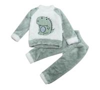 Genérico 2026 Conjunto de Ropa de Franela de Animados para niños y niñas, Sudadera, Top y Pantalones, Ropa de casa cálida y y Peluda con Pantalones de chándal de Lana (Green, 110/XL)