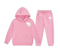 Genérico 2026 Conjunto de Sudadera con Capucha de para niñas Conjunto de Dos Piezas Sudadera y Pantalones Deportivos de Manga Larga Color sólido para niños pequeños y medianos (2-3 Years)