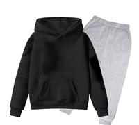 Genérico 2026 Conjunto de Sudadera con Capucha y Pantalones Largos Ligeros con Estampado de Letras de Manga Larga para niños y niñas (Black, 4-5 Years)