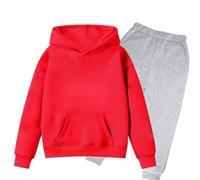 Genérico 2026 Conjunto de Sudadera con Capucha y Pantalones Largos Ligeros con Estampado de Letras de Manga Larga para niños y niñas (Red, 5-6 Years)