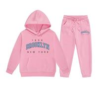 Genérico 2026 Conjunto deportivo infantil dos piezas sudadera capucha estampado océano pantalón niñas niños (120)