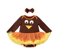 Genérico 2026 Conjunto Estampado Calabaza Tutú Niñas Halloween Ropa Bebés Tela Cómoda Vestido Informal Diario Otoño Invierno (Brown, 12-18 Months)