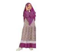Genérico 2026 Conjunto Floral para niñas con hiyab túnica Larga Burka maxivestido Infantil Elegante (Purple, 13-14 Years)