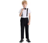 Genérico 2026 Conjunto Infantil Camisa Manga Corta niños Ropa Escolar Informal Traje Formal Rendimiento pequeños Adolescentes Edad (Black, 3-4 Years)