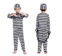 Genérico 2026 Conjunto Infantil de Disfraz carcelario para niños Traje Recluso Ideal actuaciones escénicas Juegos rol (Black, 4-6 Years)