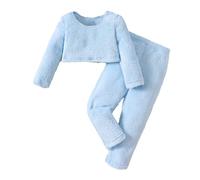 Genérico 2026 Conjunto Infantil de Franela para Niñas Manga Larga y Pantalones Deportivos Ropa Cálida y para Invierno en Casa (Blue, 3-4 Years)