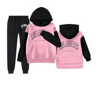 Genérico 2026 Conjunto Infantil de Sudadera con Capucha y pantalón Largo Cuello Bolsillo Estampado con para niñas en otoño e Invierno (12-13 Years)