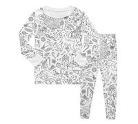 Genérico 2026 Conjunto infantil unisex de sudadera capucha y pantalones dibujados a mano para colorear crear tu propio estilo divertido (White, 5-6)