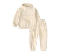 Genérico 2026 Conjunto Informal Dos Piezas niño Sudadera Capucha Pantalones Deportivos Ideal Estar cómodo casa día otoño Invierno (White, 4-5 Years)