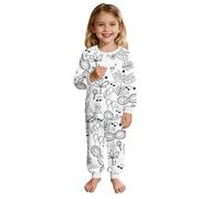 Genérico 2026 Conjunto Largo Niñas Creativo con Camiseta y Pantalones para Actividades Manuales Otoño Invierno (White, 3-4 Years)