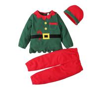 Genérico 2026 Conjunto Navideño para Niñas Pequeñas Polar Cálido con Top Pantalones y Sombrero Disfraz de Santa para Bebés y Niños (Green, 12-18 Months)