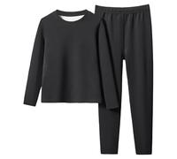 Genérico 2026 Conjunto Térmico Infantil Femenino Camiseta Manga Larga y Pantalones Cálidos Base para Clima Frío (Black, 10Y)