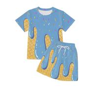 Genérico 2026 Conjunto Veraniego Infantil con Estampado Shorts Casuales para niñas Ropa Divertida pequeña Juego Diario niños niñas Edad 3-11 años (Blue, 5-6 Years)