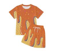 Genérico 2026 Conjunto Veraniego Infantil con Estampado Shorts Casuales para niñas Ropa Divertida pequeña Juego Diario niños niñas Edad 3-11 años (Orange, 3-4 Years)