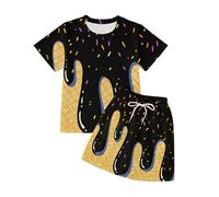 Genérico 2026 Conjunto Veraniego Infantil con Estampado Shorts Casuales para niñas Ropa Divertida pequeña Juego Diario niños niñas Edad 3-11 años (Black, 4-5 Years)