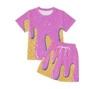 Genérico 2026 Conjunto Veraniego Infantil con Estampado Shorts Casuales para niñas Ropa Divertida pequeña Juego Diario niños niñas Edad 3-11 años (Light Purple, 3-4 Years)
